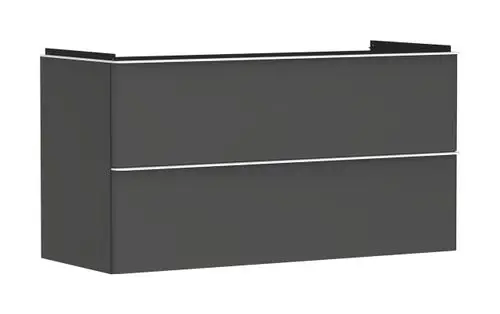 Hansgrohe Waschtischunterschrank in mattem Diamantgrau mit zwei Schubkästen. Kompakte Form und funktionales Design. Ideal für das Badezimmer.